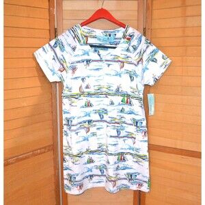 Vintage Tropical Frock or Bathing Suit Cover Awesome Sailing with Grat Print